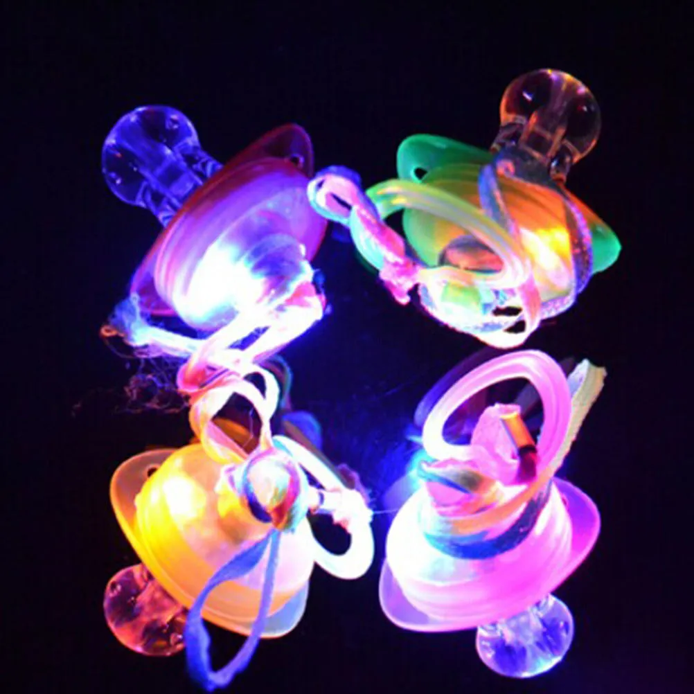 2020 new LED Pacifier Whistle LED Flashing Pacifier Pendant Necklace Soft Light Up Toy Glowing RGB Style Blister Packaging