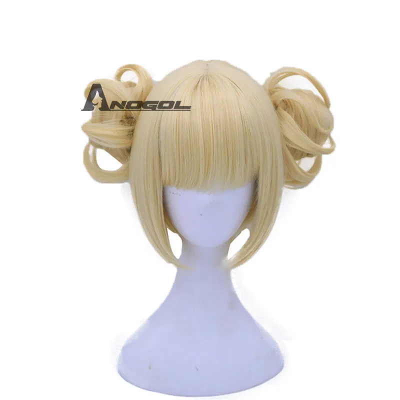 Anogol Himiko Toga Peruca Meu Herói Academia Perucas Cosplay Cabelo Loiro Sintético Curto