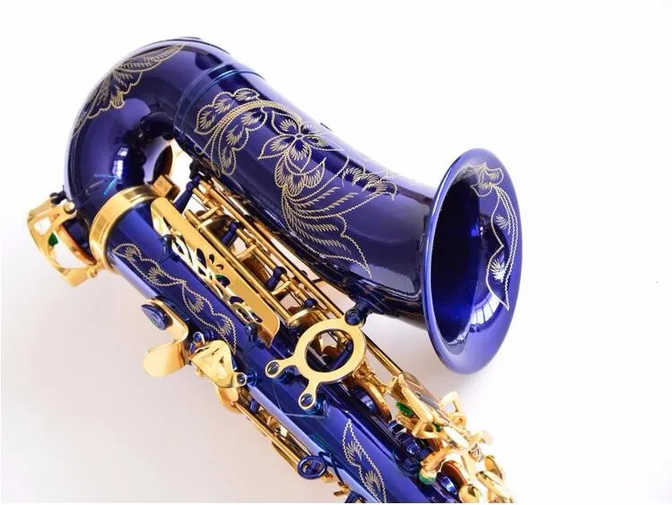 Japonia SUZUKI SR-475 F Alto Eb Saksofon E Płaski Blue Body Gold Lacquer Key Sax Marka Muzyka Instrument Saksofon z ustnikiem