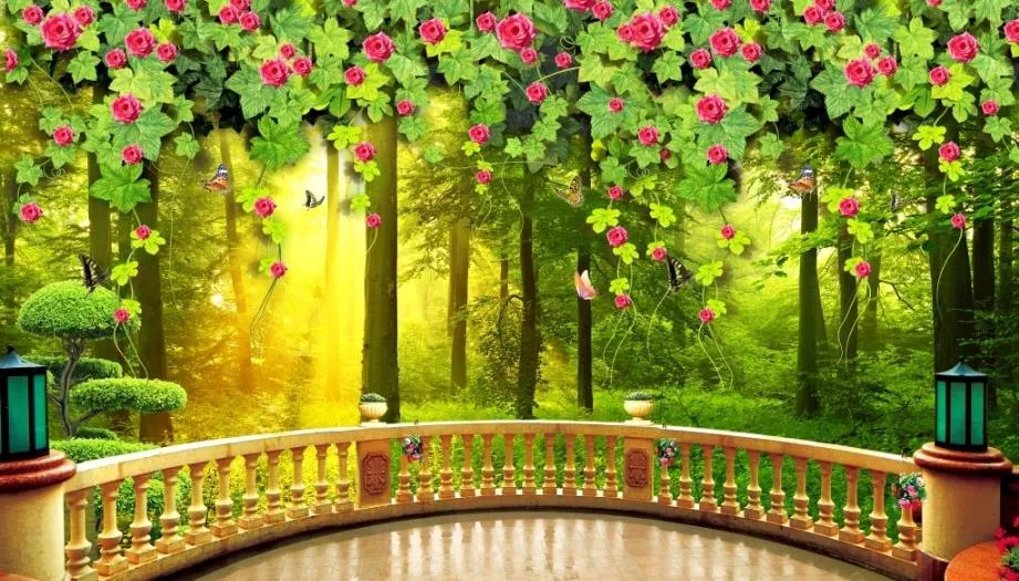 3D ورق الجدران شجرة خضراء حمامة زهور Papel De Parede غرفة المعيشة غير المنسوجة خلفية التلفزيون