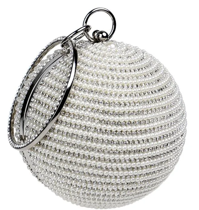 Sac à main rond européen et américain pour dames, dernière variété de couleurs, sac à main en perles argentées plaquées or