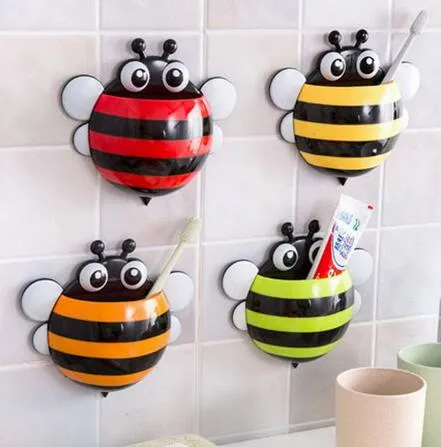 4 Colors Cute Suction Hook Tooth Brush Rack New Ladybug Cartoon Sucker Toothbrush Holder,Accessories Bathroom Suction Cup Tool