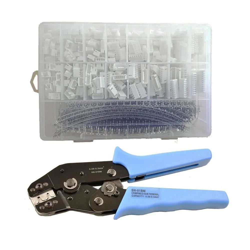 900pcs JST-XH 2.54mm Connectors Assortment Kit Crimping Tool Crimper Plier Set