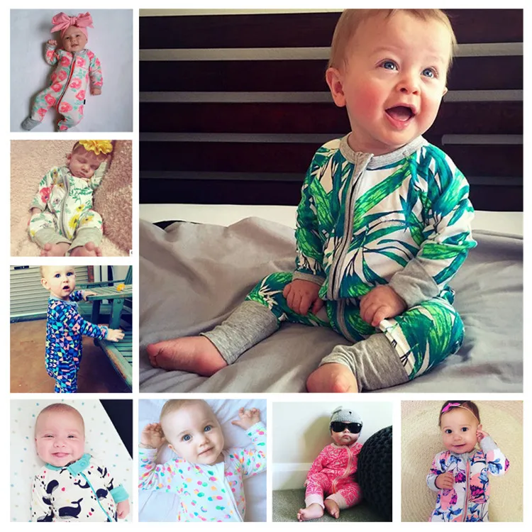 Kinderkleidung 2018 Neugeborene Baby Strampler Frühling Herbst Mode Langarm Baumwolle Blumen Gedruckt Overall Kinder Säuglingskleidung 36 Designs