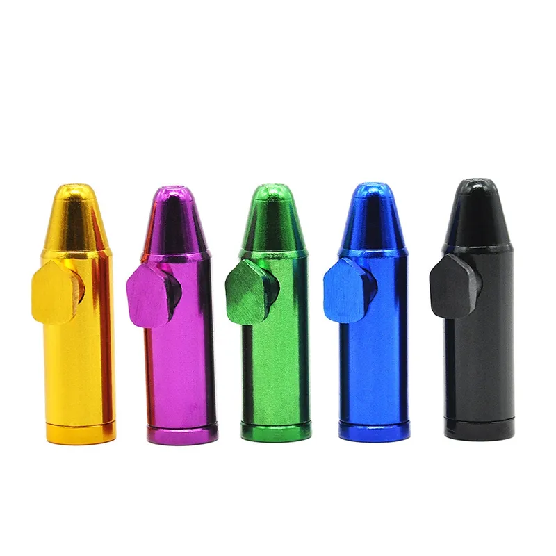 Latest Colorful Mini Pipe Bullet Shape Snuff Many Colors Metal Nose Easy Carry Clean Snuff Snorter Sniffer Bottle Smoking Adjustable Tube Unique Design DHL