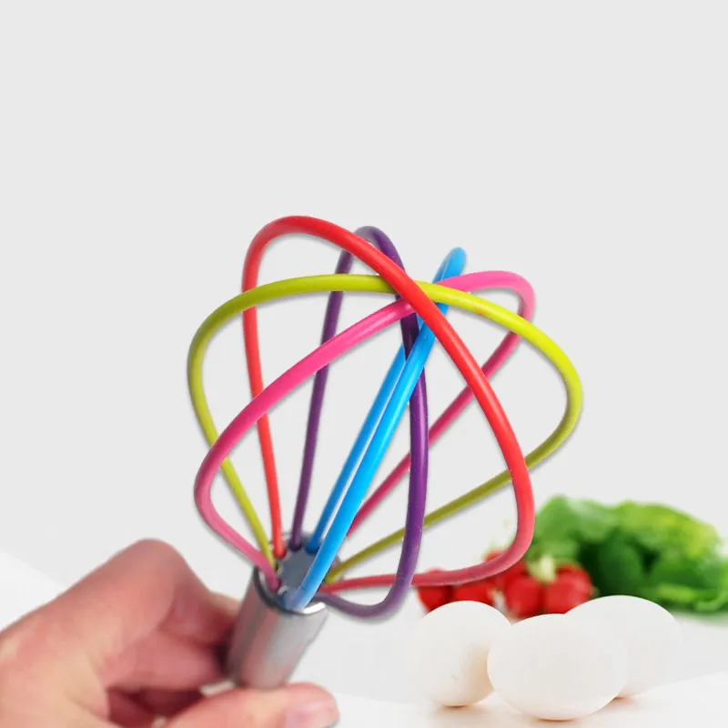 Kitchen Egg Frother Milk Beater Blender Colorful Silicone Balloon Wire Whisk Stainless Steel Whisk Mixer Kitchen Accessories WX941835263