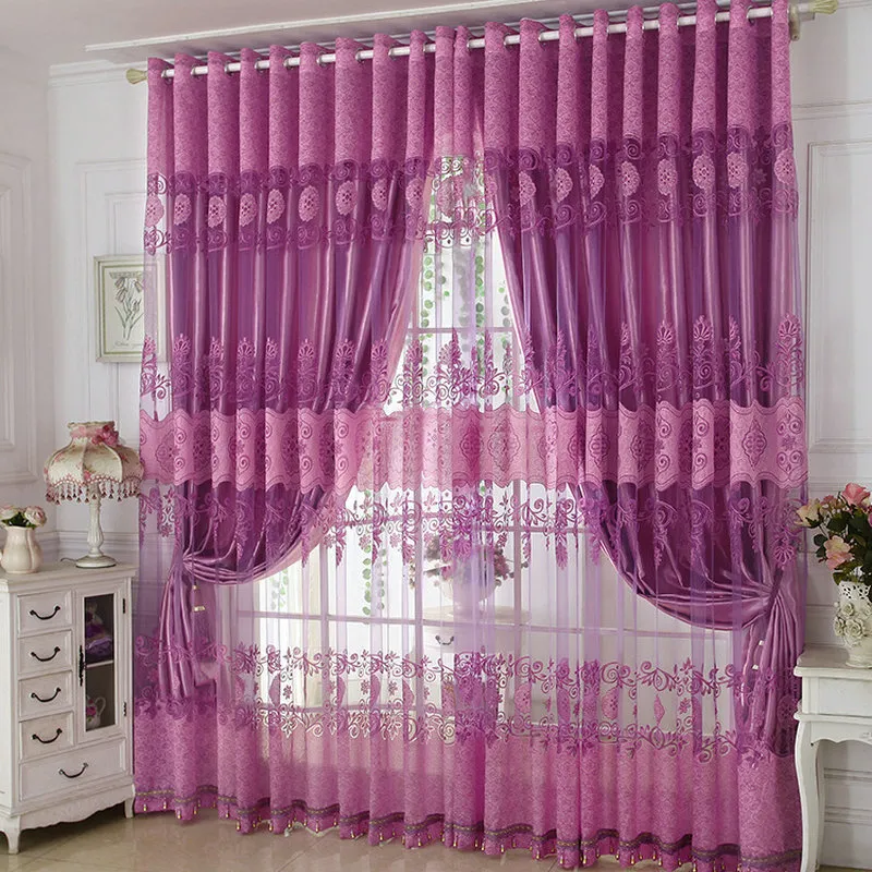 Luxury Window Curtains Beaded For Living Room Tulle +Blackout Curtain ...