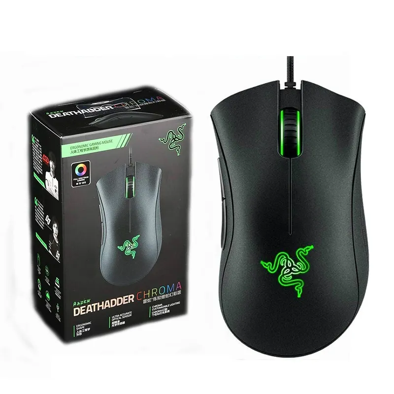 Not original Razer Deathadder Chroma USB Wired Optical Computer Gaming Mouse 10000dpi Optical Sensor Mouse Razer Deathadder Gaming Mice 10p