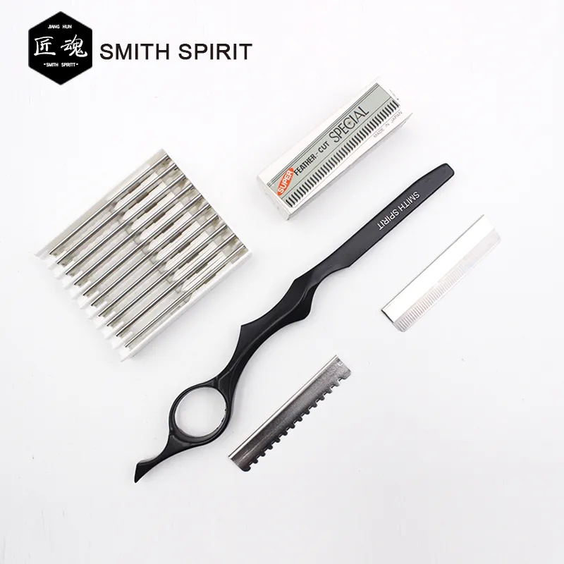 Black Professional Barber Cutting Razor Thinning Razor Japan Stainless Steel Sharp Straight Edge Blade Cutting Thinning Hair Razor4113044