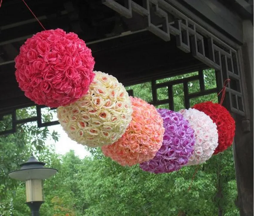 Muitas cores porque Flores De Seda Artificial bonitas bolas de rosa Centro de Casamento Decoração de Bouquet Pomander festa de Venda Quente