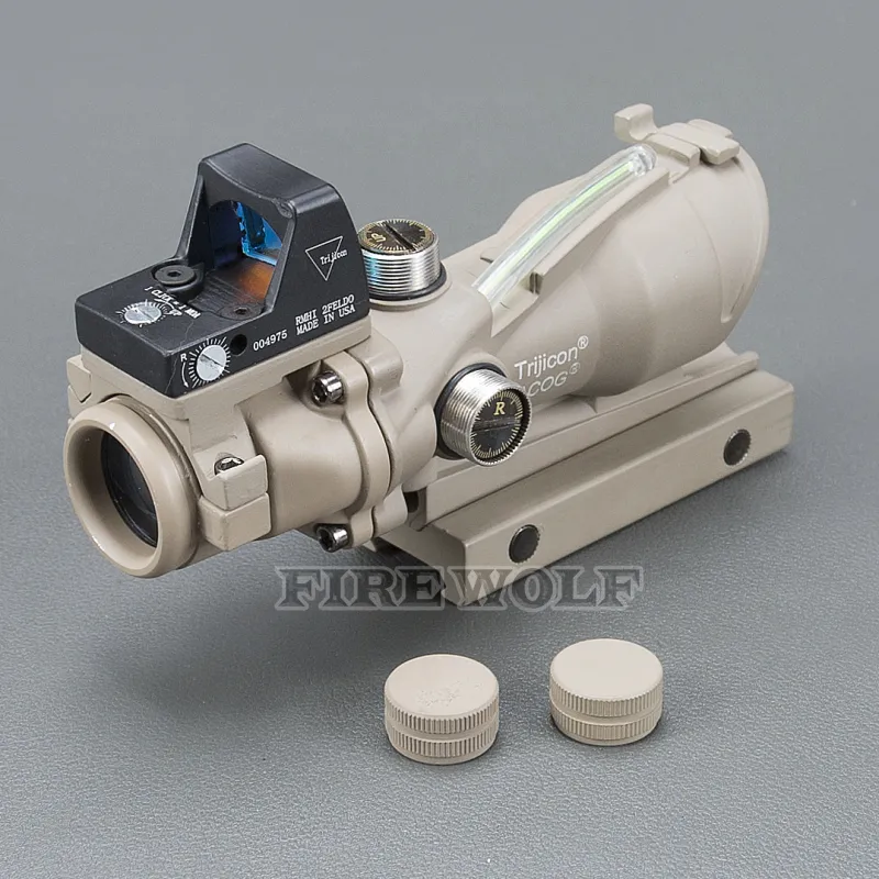 Trijicon ACOG 4X32 Tan Tactique Réel Fibre Optique Vert Illuminé Noir Point Rouge Sight Chasse Lunette De Visée