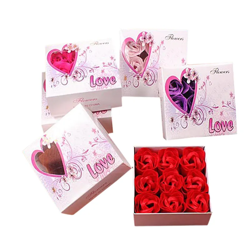 Nueva simulación 9 unids Rose Soap Flower regalo romántico regalos de boda hechos a mano para invitados y niños para el día de la madre día de san valentín