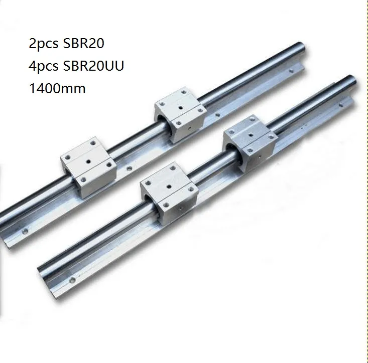SBR20-1400mm Linear Rail & 4 SBR20UU Bearing Blocks - CNC Router Parts ...
