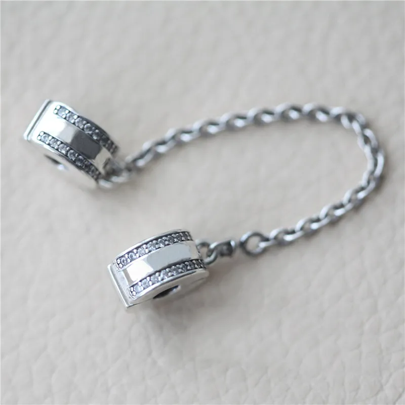 100% äkta 925 sterling silver säkerhetskedjor med logotyp och originallåda för pandora charms armband smycken diy gör