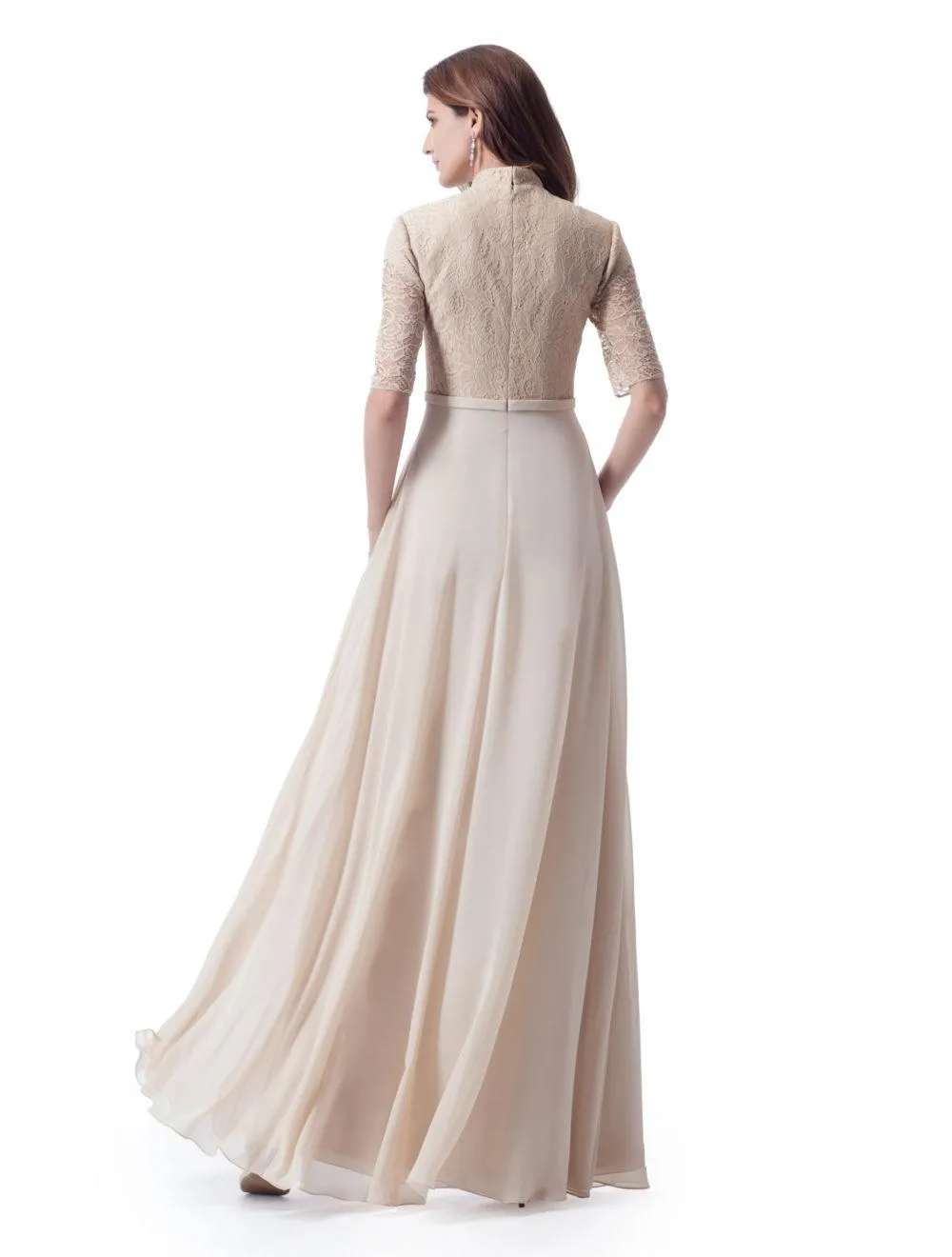champagne bridesmaid dresses modest Modest Champagne Bridesmaid Dresses Long Sleeves – Lisposa