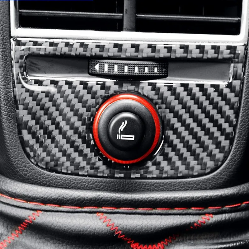 Carbon Fiber Car Rear Seat Cigarette Lighter Panel Cover Trim Sticker Interior Accessories For Audi A3 8V 2014-16