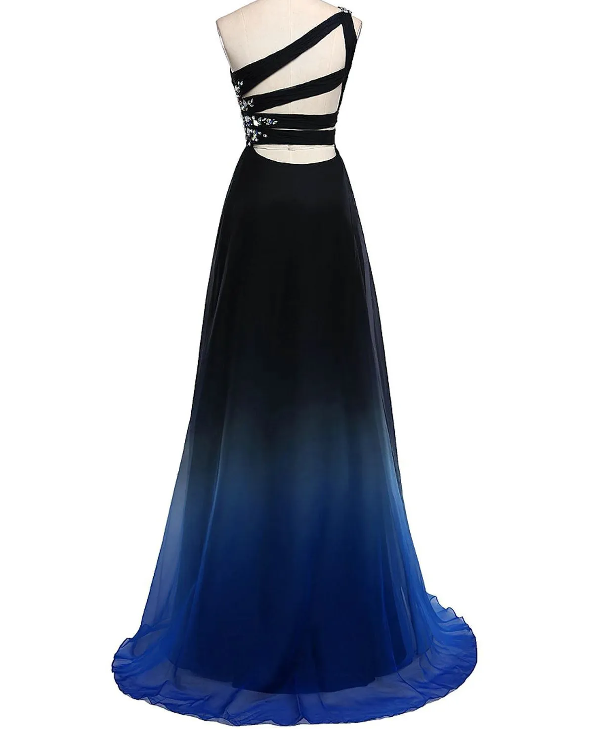 navy blue long evening dress Andromeda Cut-out Maxi Dress (Blue-Gradient) – SOLO MÍO SWIM main image 0
