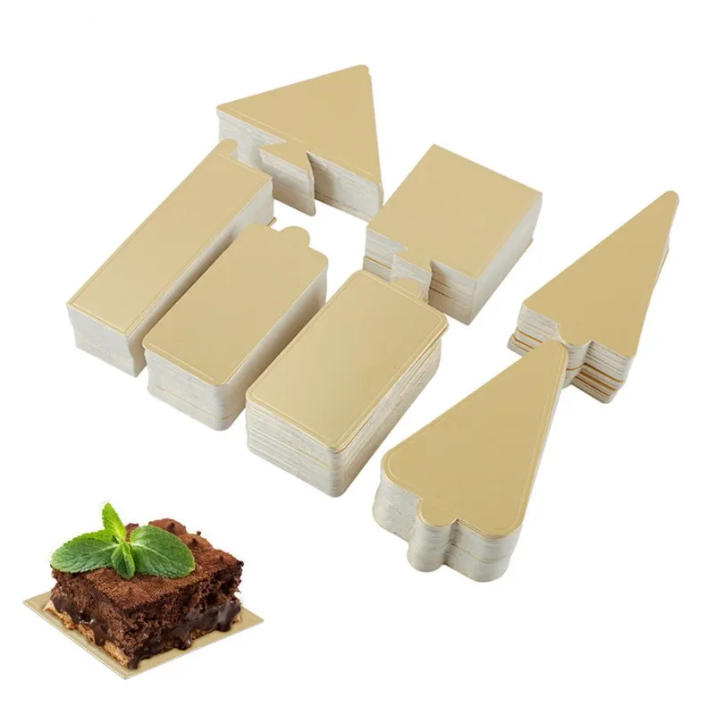 Delidge Golden Mousse Cake Boards Square Rec Christmas Tree Shape Paper Cupcake Base Pads Cake Decoration Tool /set5528538