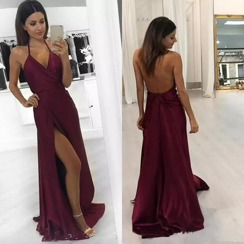 backless dress with chain Backless Draped Evening Dress with Pearl Chain Detail and Flared Hem S –  Sarah Luton England main image 0
