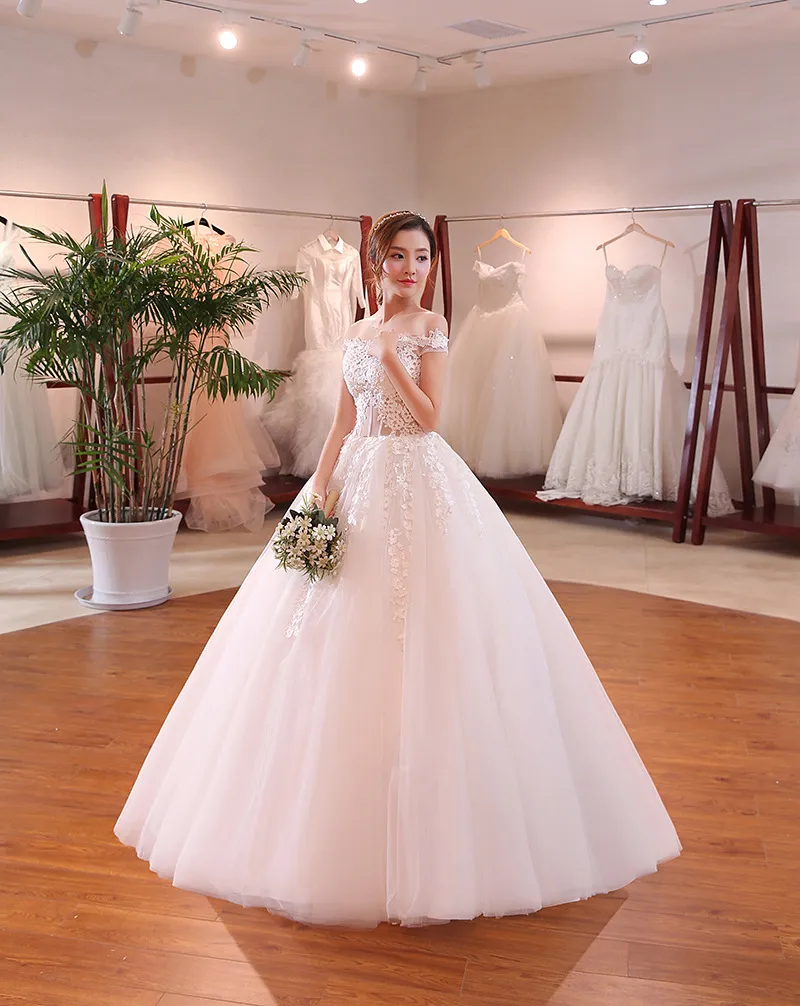 Wedding Dress Short Sleeve Boat Neck Lace Embroidery... From Zhu_guo_qin,  $67.9 | DHgate.Com
