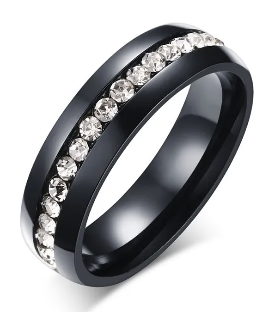 خاتم زفاف مذهل لون أسود من الفولاذ المقاوم للصدأ خاتم الخلود للرجال والنساء حار بيع في الولايات المتحدة الأمريكية وأوروبا حجم 5-10