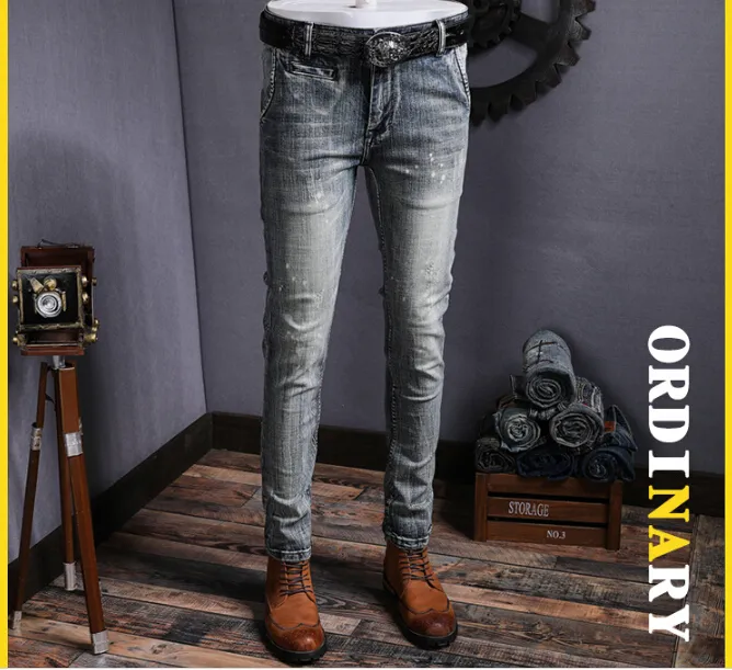 Droite Jean Pantalon Hommes Jeans Hommes Célèbre Marque De Mode Cool Denim Jeans Desinger Casual Crayon Skiny Jeans J180301