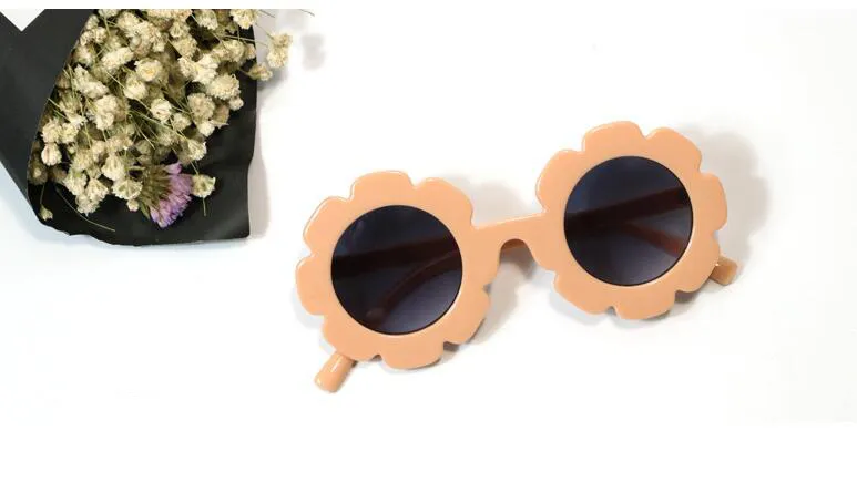 2021 Cute Flower Round kids children Sunglasses UV400 Eyewear Floral Boy girl Lovely Baby Sun Glasses