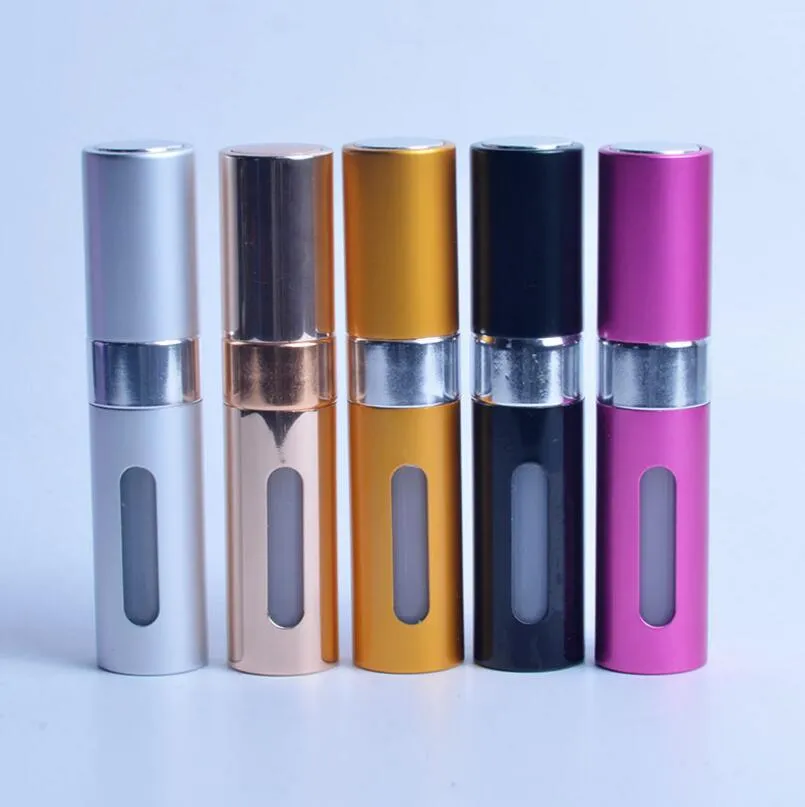 Bärbar 8ml Rotary Spray Bottle Anodized Aluminium Spray Perfume Flaskor Tom Makeup Perfume Tube LX1108