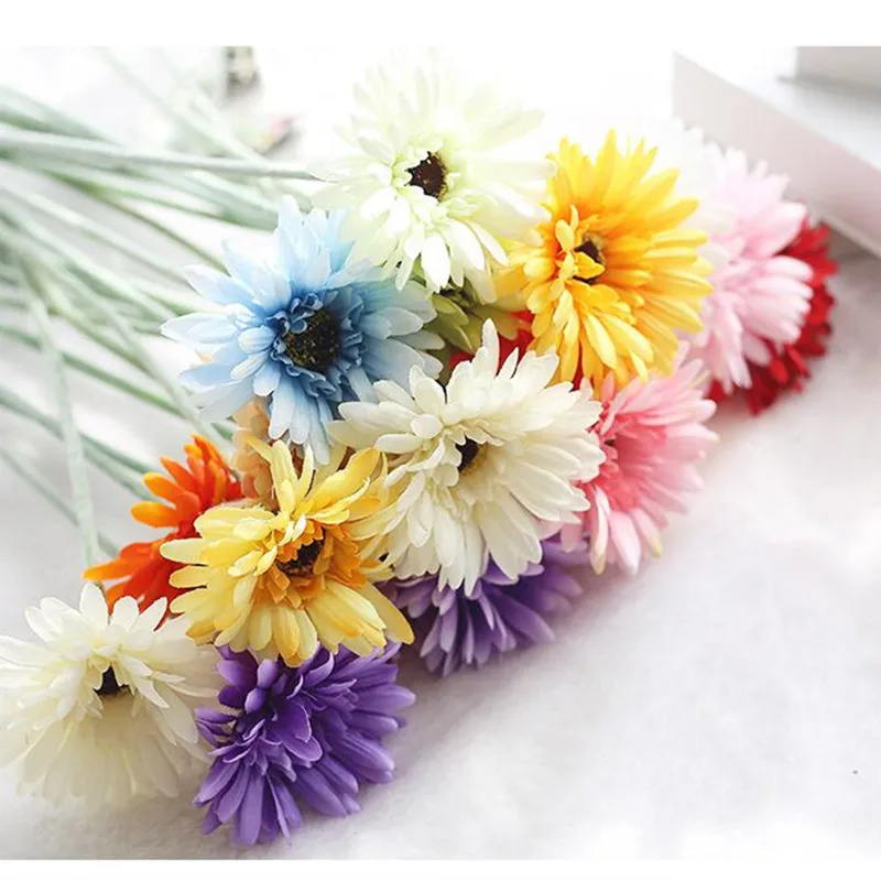 50 centímetros 23 cor Cheap Natural Gerbera Artificial flor flor de seda  para decoração de casamento