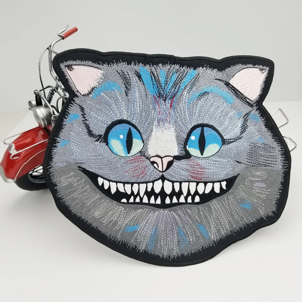 Cheshire Cat Large Embroidered Patch Iron On Big Size for Full Back of Jacket Rider Biker Patch 243d