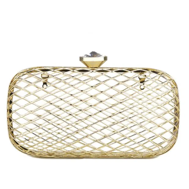 2020 New Party Bag Metal Hollow Dinner Mini Clutch Chain Shoulder Diagonal Bag evening bag EU single hand banquet Wedding handbags7277045