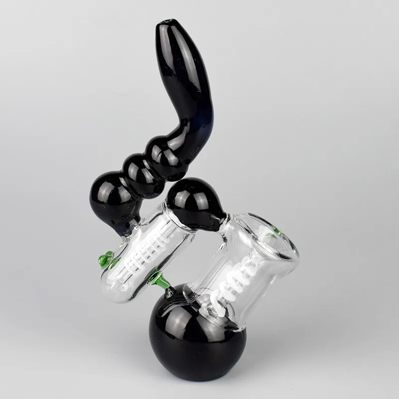 유리 Bubbler 파이프 8 "물 파이프 블랙 컬러 유리 흡연 파이프 손을 날 려 손 파이프 튜브