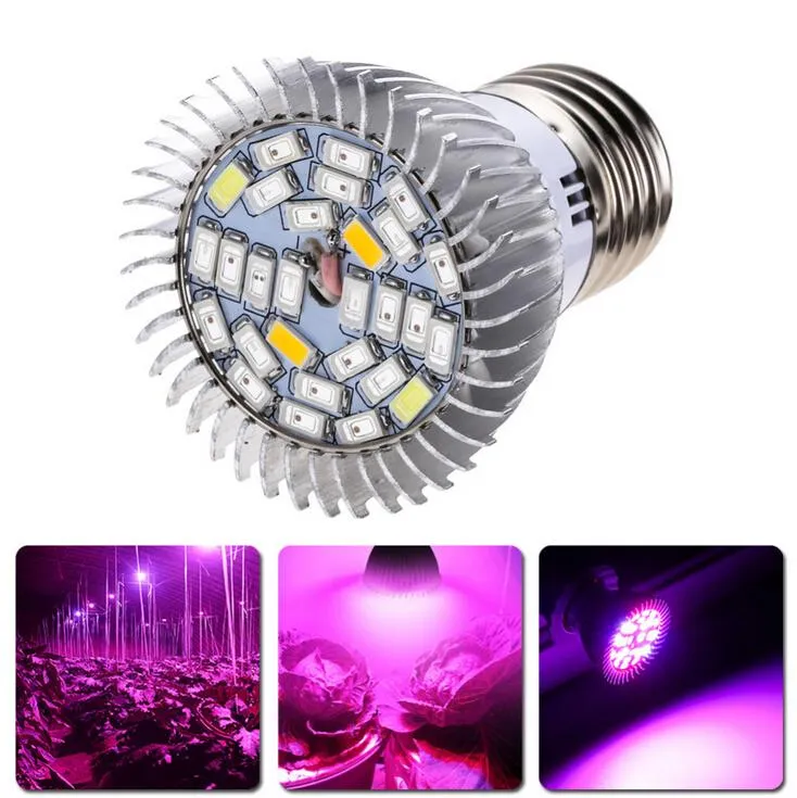 Nowy 28 W E27 GU10 E14 LED Rosną żarówki 28 LEDS SMD 5730 LED Grow Light Hydroponic Roślin Pełna lampa Spectrum AC 85-265V