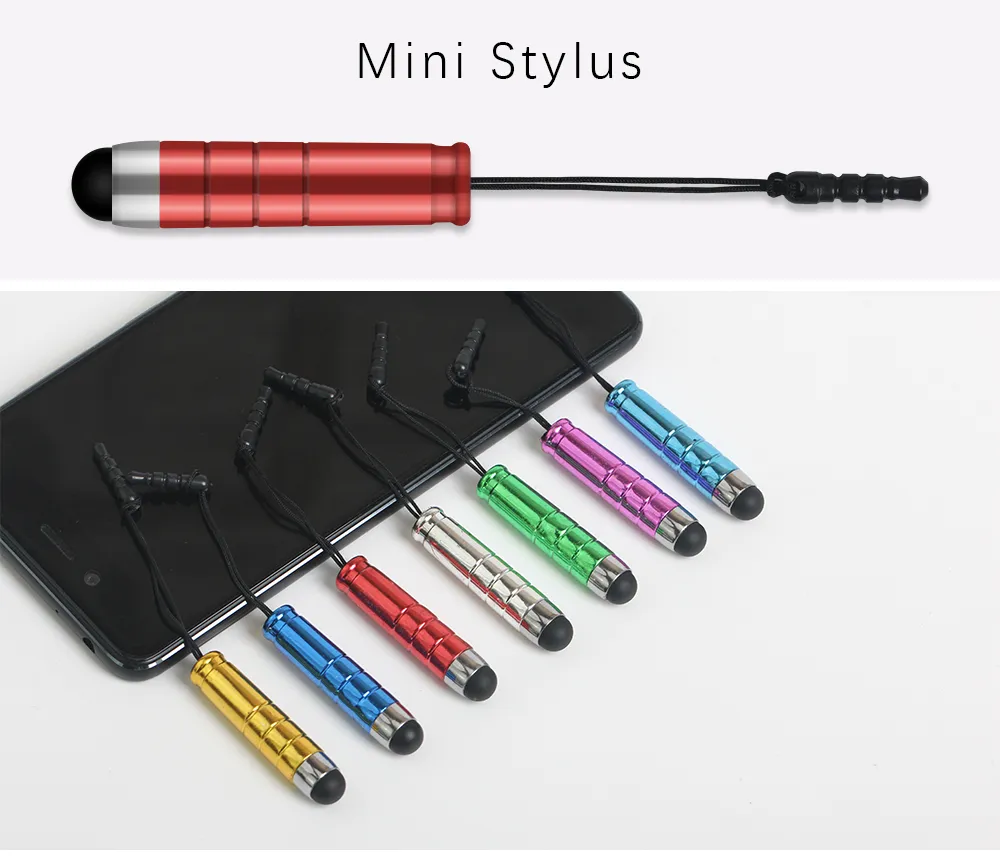 Mini Stylus Touch Pen med dammplugg Metal Kapacitiv Touch Pen för mobiltelefon Tablet PC Gratis Frakt 5000PC / Lot