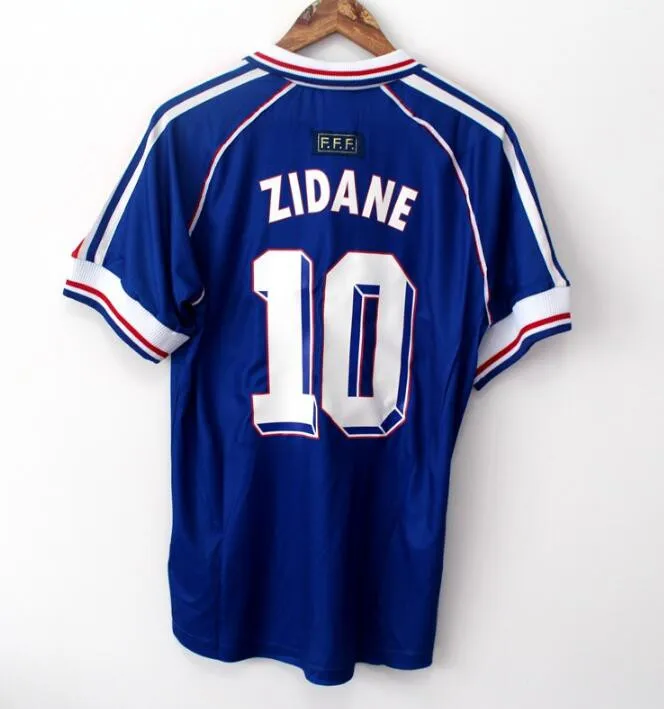 10 ZIDANE 1998 VINTAGE ZIDANE HENRY RETRO MAILLOT DE FOOT Thaïlande de qualité uniformes maillots de football de football chandails chemise de chemise homme