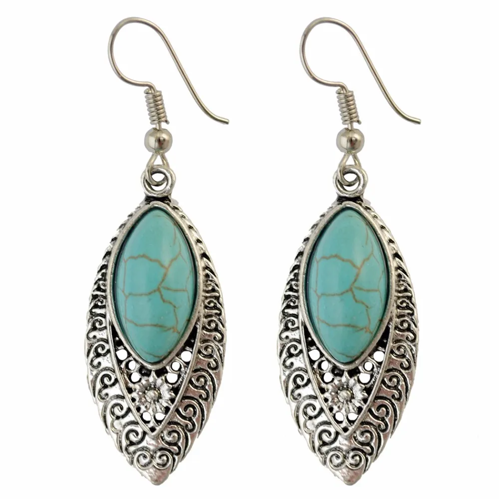 Bohemian Earrings Vintage Turquoise Earrings Leaf Dangle & Chandelier Long Earrings For Women Party Fashion Jewelry