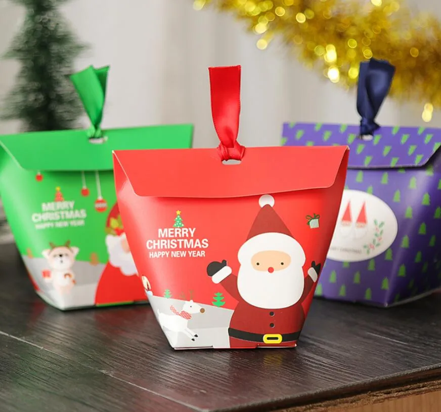 Christmas Gift Boxes Christmas Elements Prezent Paper Box Candy Bag GA490