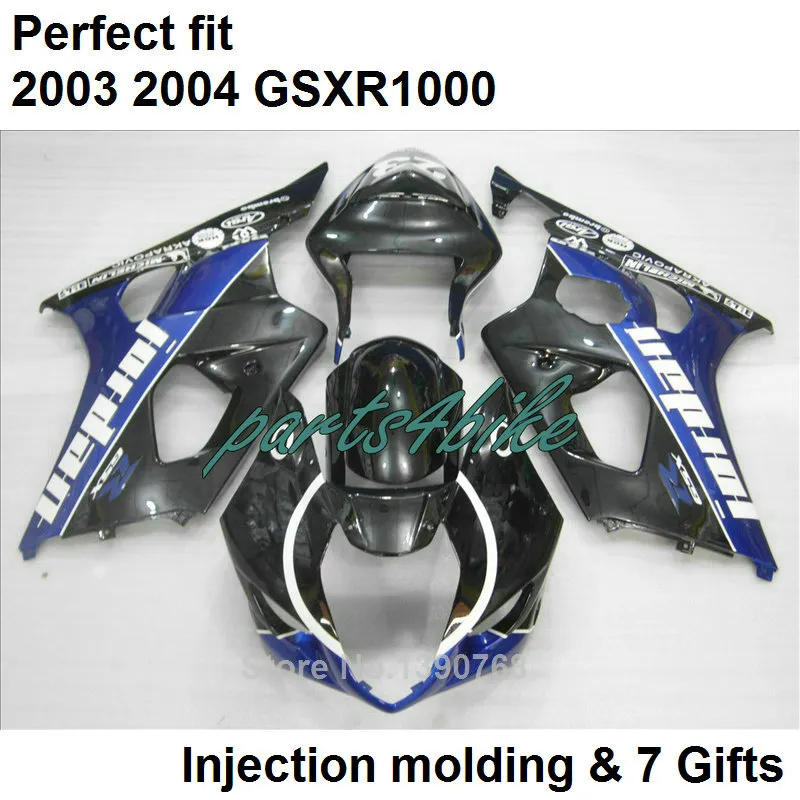 Black blue fairings set for SUZUKI GSXR 1000 K3 2003 2004 fairing kit GSXR1000 03 04 bodywork GSXR1000 UY96