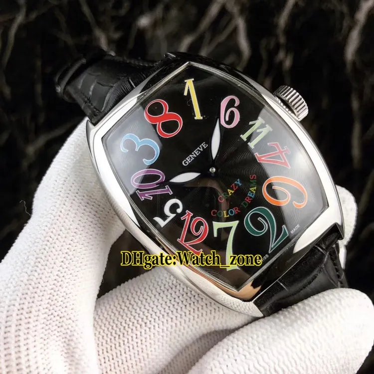 New Crazy Hours 8880 CH COL DRM Color Dreams Automatic White Dial Mens Watch Silver Case Leather Strap Gents Wristwatches2779