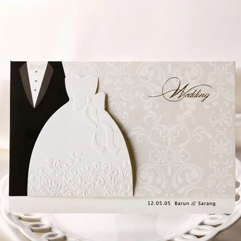 Card Invitation Wedding White Lovers Style Clothes Wedding