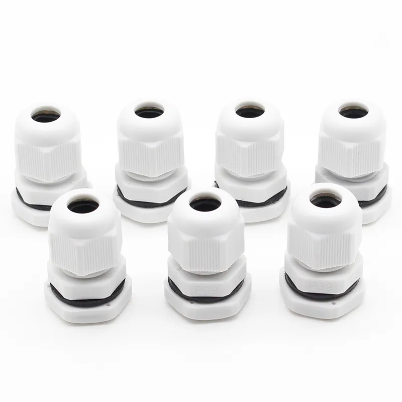 Cable Glands Suyep PG9 Black White Waterproof Adjustable Nylon Connectors Joints With Gaskets 4-8mm For Electrical Appliances