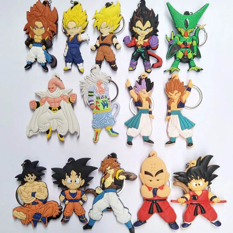 Dragon Ball PVC anahtarlık karikatür Anime Goku Siah anahtarlık action figure Kolye bebek Dekorasyon C4390