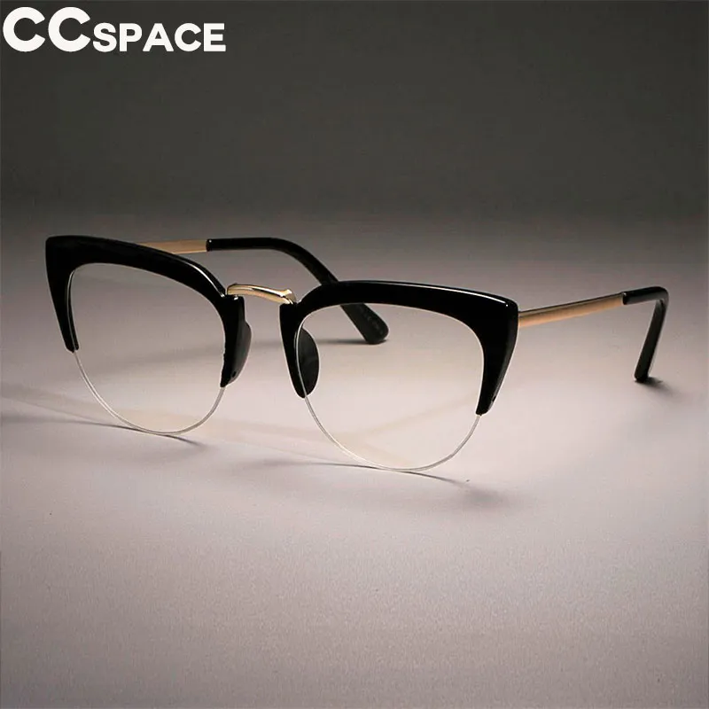 2018 Half Frame Cat Eye Glasses Frames Women Fashion Styles CCSPACE Brand Designer Optical Computer Glasses 45144