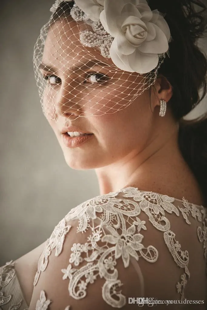 Jenny Packham Plus Size Brautkleider 2018 Halbarm Sheer Jewel A Line Lace Appliziertes Chiffon Empire-Taille Bridal Formal Gow225l