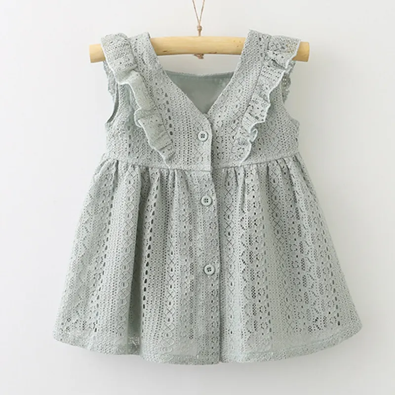 Summer Girl Princess Sukienka Koronki Lotosowe Liść Klamra Baby Dress Dress Księżniczka Boutique Ubrania Dziecięce