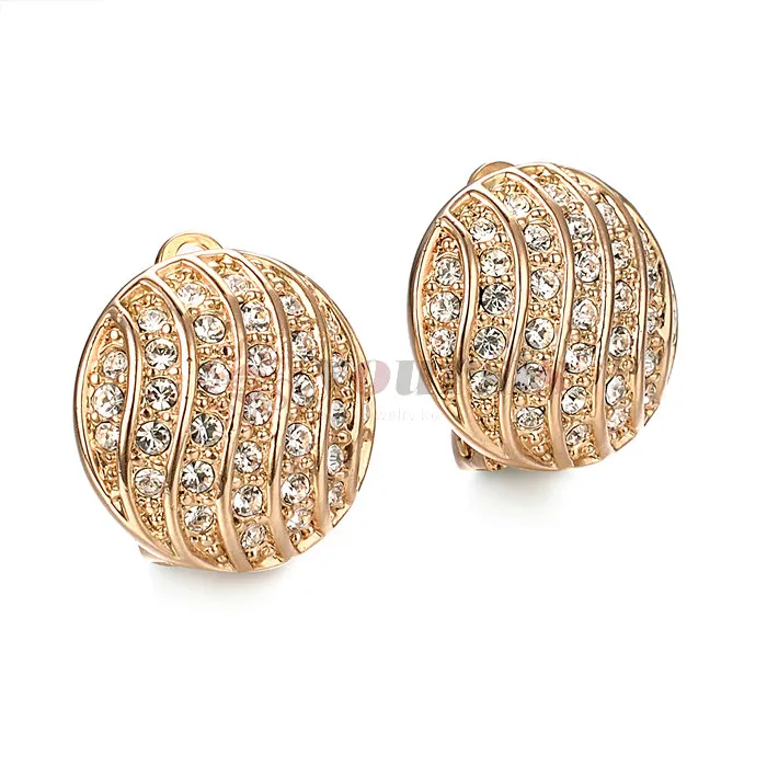 Yoursfs Set Round Zircon Ear Clip Earrings Fashion Jewelry 18K Gold Plated Woman Anniversary Christmas Gift2494