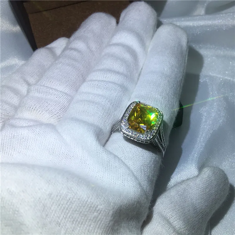 Luxus Schmuck Kissen schneiden 10ct Diamods Zirkon Stein White Gold gefüllt Engagement Ehering Ring für Frauen Männer Geschenk