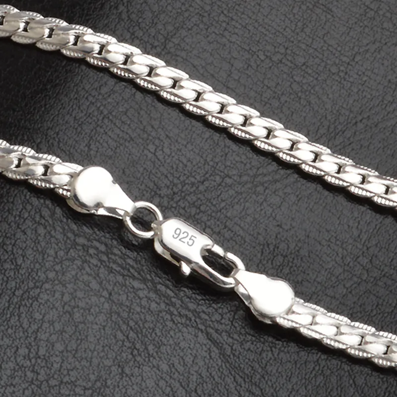 20 tum 5mm trendiga män 925 silver halsband kedja för kvinnor fest mode silver Figaro kedja halsband pojke tillbehör