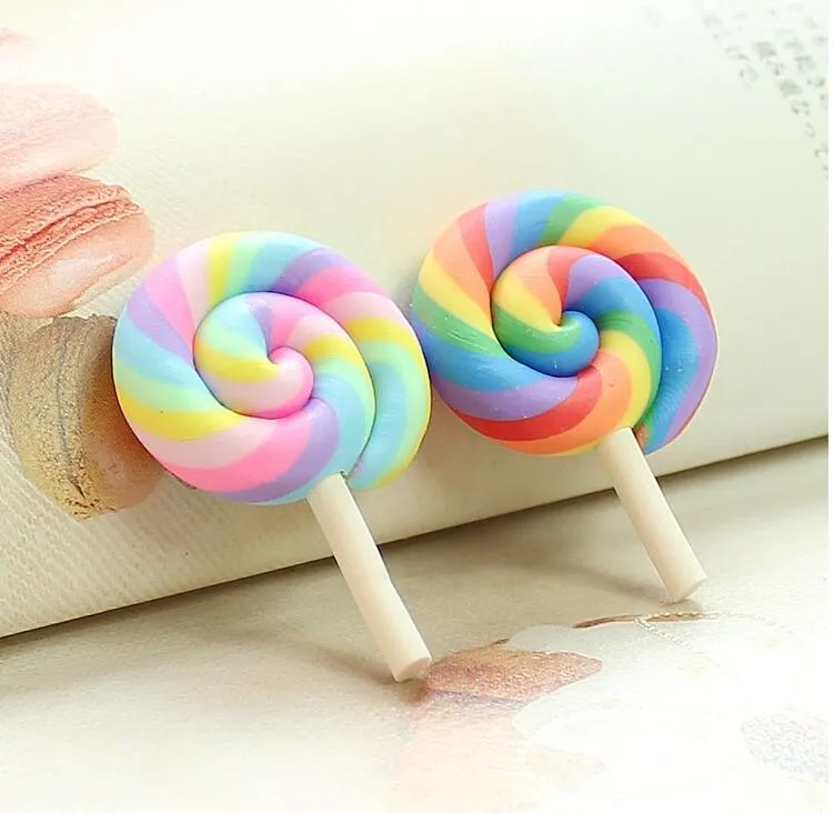 Mjuk lera färg lollipops tillbehör nyhet objekt simulerade kräm skal material choklad bönor smycken nageleverant mobiltelefon dekoration