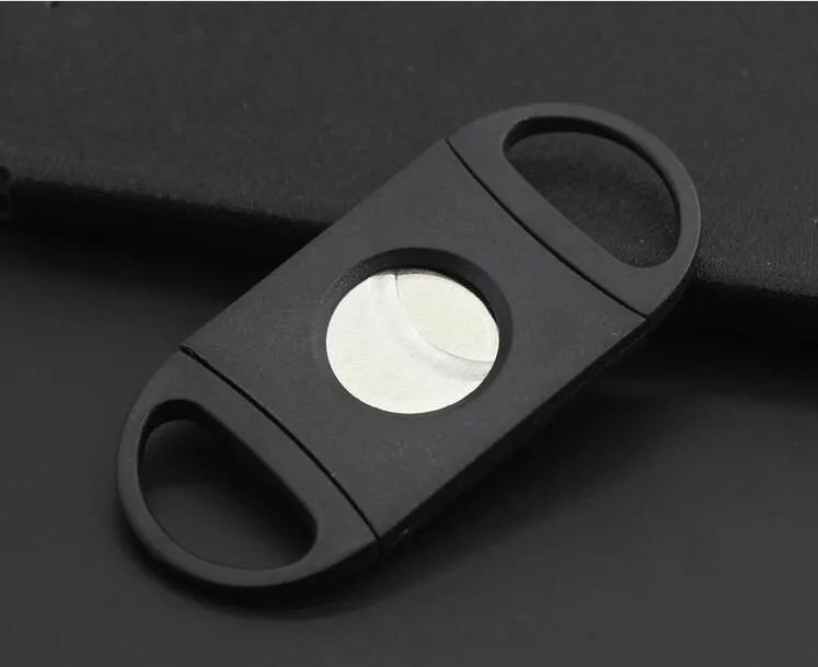 Black Cigar Cutter Knife Pocket Plastic Stainless Steel Double Blades Knife Scissors for Cigar Tobacco 6213766